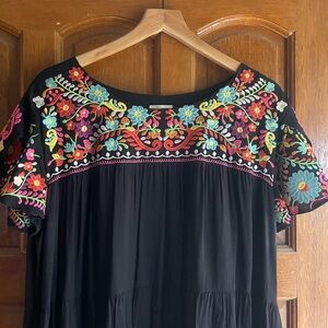 Black embroidery dress